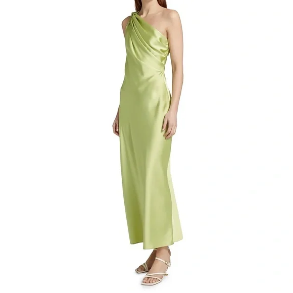 Tanya Taylor Stassi Satin One-Shoulder Dress | Sz 8 - Picture 3 of 6